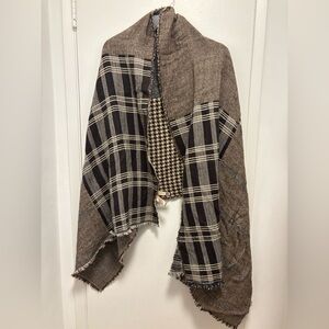 Large Mutipatterned Plaid/houndstooth/heather blanket scarf